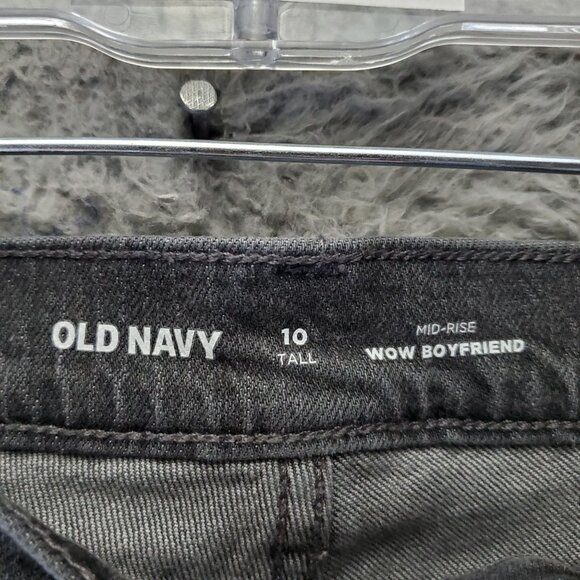 Old Navy Jeans Womens Size 10 Tall Gray Wow Boyfriend Mid-Rise Frayed Denim - Picture 2 of 11